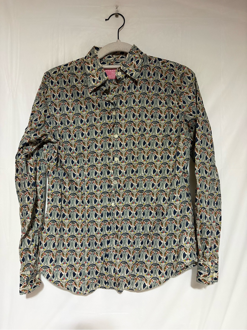 Charles Tyrwhitt Women's Printed Button-Down Shirt - Green, Navy, Cream